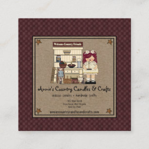 Cartão De Visita Quadrado Boneca Rag Primitiva Stars Rusty Candela Rústica K