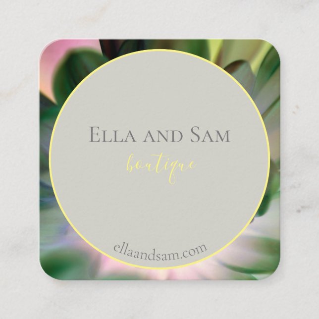 Cartão De Visita Quadrado Bonita Impressão Floral (Frente)