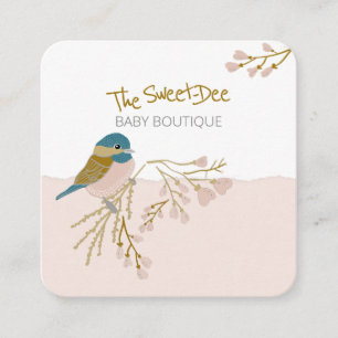 Cartão De Visita Quadrado Bonito Corações em Chickadee Compro Boutique Beb