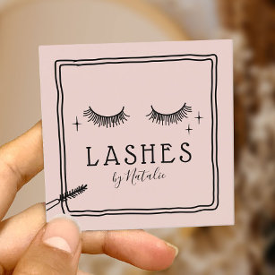 Cartão De Visita Quadrado Bonito Eyelash Makeup Artista Blush Pink Beauty Sa