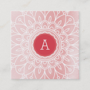 Cartão De Visita Quadrado BONITO MONOGRAM moderno padrão de mandala de boho