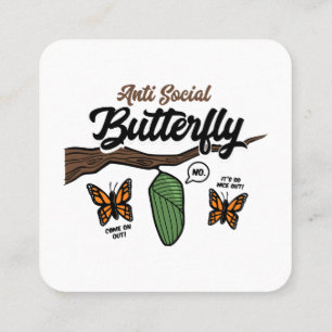 Cartão De Visita Quadrado Borboleta Anti Social