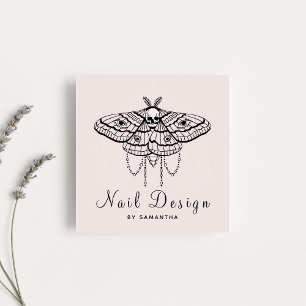 Cartão De Visita Quadrado Borboleta de pedicure de Design acrílica unha
