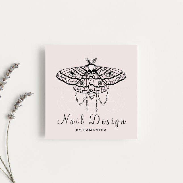 Cartão De Visita Quadrado Borboleta de pedicure de Design acrílica unha (Criador carregado)
