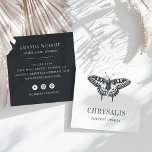 Cartão De Visita Quadrado Borboleta Vintage | Preto e branco<br><div class="desc">O Elegant quadrado cartão de visita design para planejadores de eventos ou qualquer ocupação apresenta uma ilustração de borboleta estilo vintage em preto escovado, com seu nome ou nome de empresa embaixo. Personalize o reverso com suas informações de contato em branco contrastante em preto. Inclui três ícones de mídia social...</div>