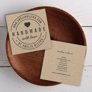 Cartão De Visita Quadrado Borda Redonda Com Mídia Social De Coração Com A