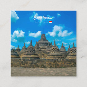 Cartão De Visita Quadrado Borobudur, Indonésia - Antigo Templo Budista