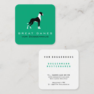 Cartão De Visita Quadrado Boston Mantle Great Dane em verde