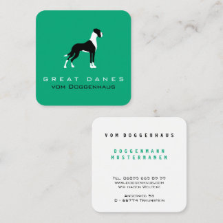 Cartão De Visita Quadrado Boston Mantle Great Dane em verde