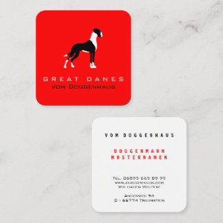 Cartão De Visita Quadrado Boston Mantle Great Dane em vermelho