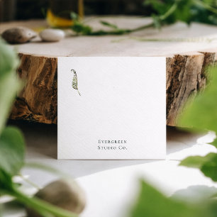 Cartão De Visita Quadrado Botânica Verde Minimalista Moderno Elegante