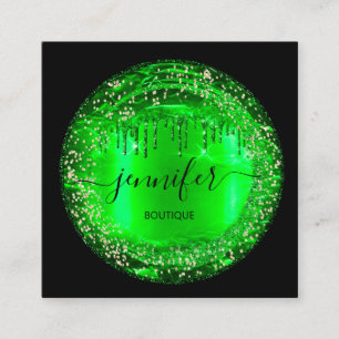 Cartão De Visita Quadrado Boutique Professional Compra Glitter Drill Emerald