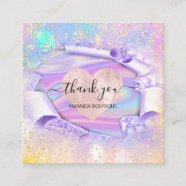 Cartão De Visita Quadrado Boutique Professional Nome do Compro Glitter Heart