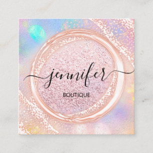 Cartão De Visita Quadrado Boutique profissional Compra pincel rosa de beleza