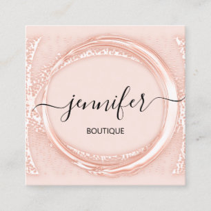 Cartão De Visita Quadrado Boutique profissional Compra pincel rosa de beleza