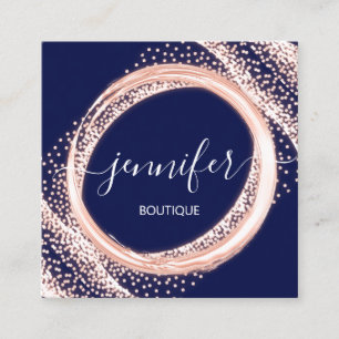 Cartão De Visita Quadrado Boutique profissional Compra Rosa azul de beleza