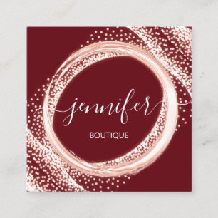 Cartão De Visita Quadrado Boutique profissional Compra Rosa de beleza Borgon
