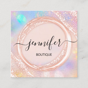 Cartão De Visita Quadrado Boutique profissional Compra Rosa de beleza se