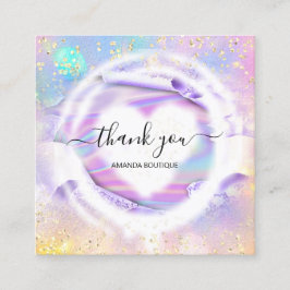 Cartão De Visita Quadrado Boutique Profissional Nome do Compro Heart Hologra