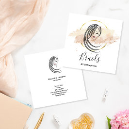 Cartão De Visita Quadrado Braids Braided Hair - Mulher Afro-Americana Busine