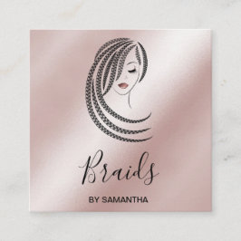 Cartão De Visita Quadrado Braids Braider Braider De Cabelo Travado Afro-Amer