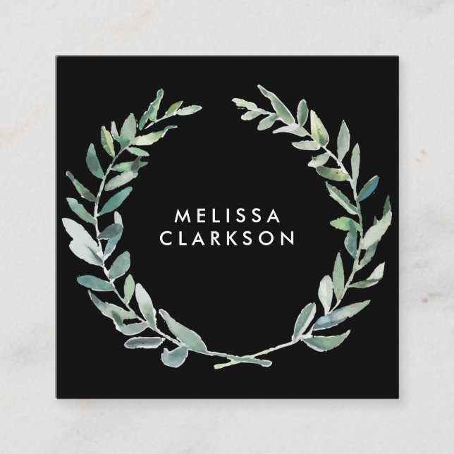 Cartão De Visita Quadrado Branqueamento de oliveiras negro profissional (Frente)