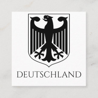 Cartão De Visita Quadrado Brasão de Armas Alemão Deutschland Preto e Branco