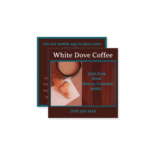 Cartão De Visita Quadrado Bread Bakery Café Compro Barista Café (Frente/Verso In Situ)