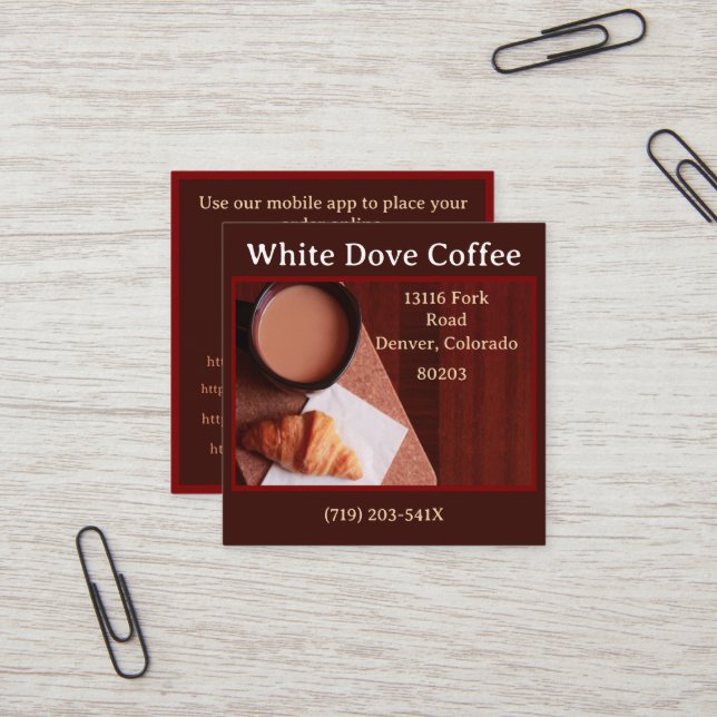 Cartão De Visita Quadrado Bread Bakery Café Compro Barista Café (Frente/Verso In Situ)
