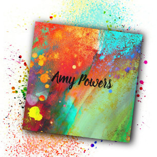 Cartão De Visita Quadrado brilho cor-de-abstrato moderno e colorido