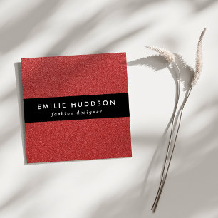Cartão De Visita Quadrado Brilho Vermelho, Sparkly, Fundo Glitter