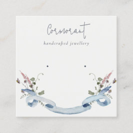 Cartão De Visita Quadrado Brisa de Flor Selvagem Azul-Dusky Holder