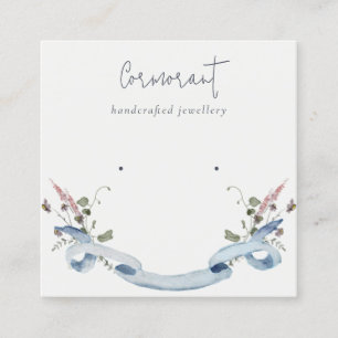 Cartão De Visita Quadrado Brisa de Flor Selvagem Azul-Dusky Holder