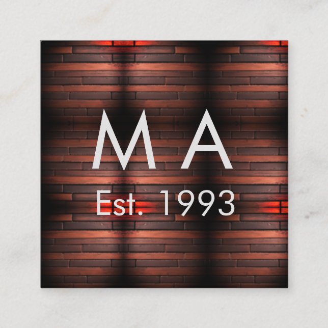 Cartão De Visita Quadrado Brown rustic brick stone add name letter year date (Frente)