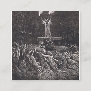 Cartão De Visita Quadrado Bruxas Dançando No Sabá