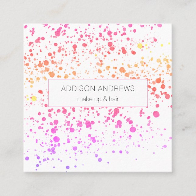 Cartão De Visita Quadrado Bunte Kleckse Friseur Makeup Artist (Frente)