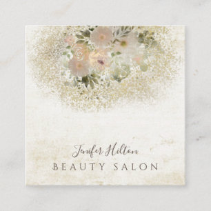 Cartão De Visita Quadrado Buquê floral Chic vintage boho watercolor