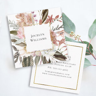 Cartão De Visita Quadrado Buquê Floral Feminina Russa