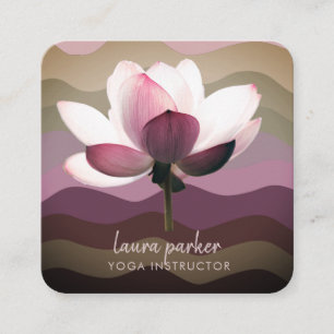 Cartão De Visita Quadrado Burgundy Lotus Flower Yoga Instrutor Watercolor