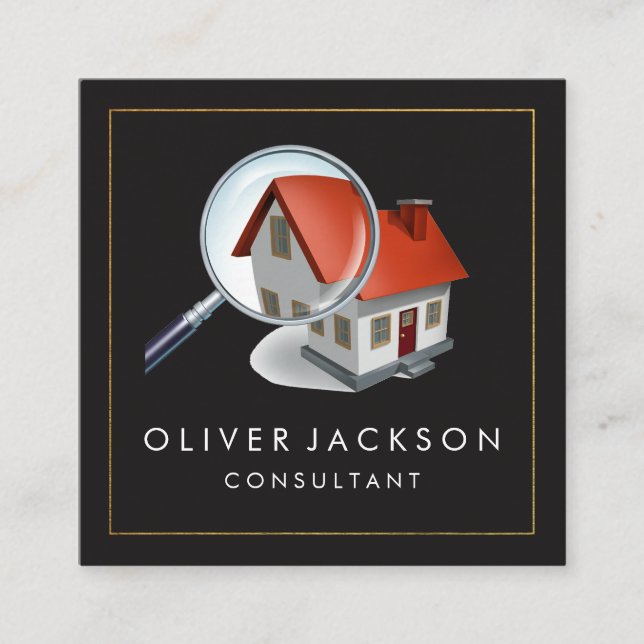 Cartão De Visita Quadrado Busca Inicial | Aluguer Imobiliário (Frente)