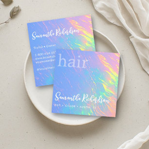 Cartão De Visita Quadrado Cabeleireiro Estilista de Cabelo Salão Holográfico