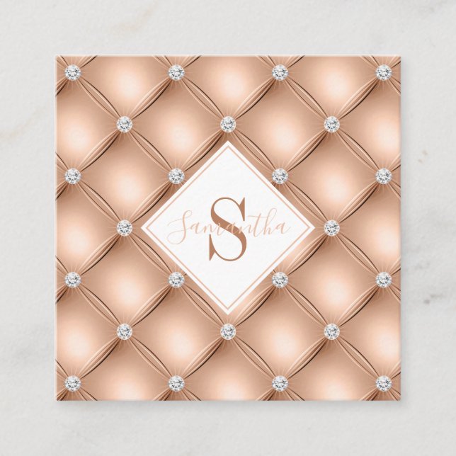 Cartão De Visita Quadrado Cabelo e Maqueamento Monograma Elegante (Frente)