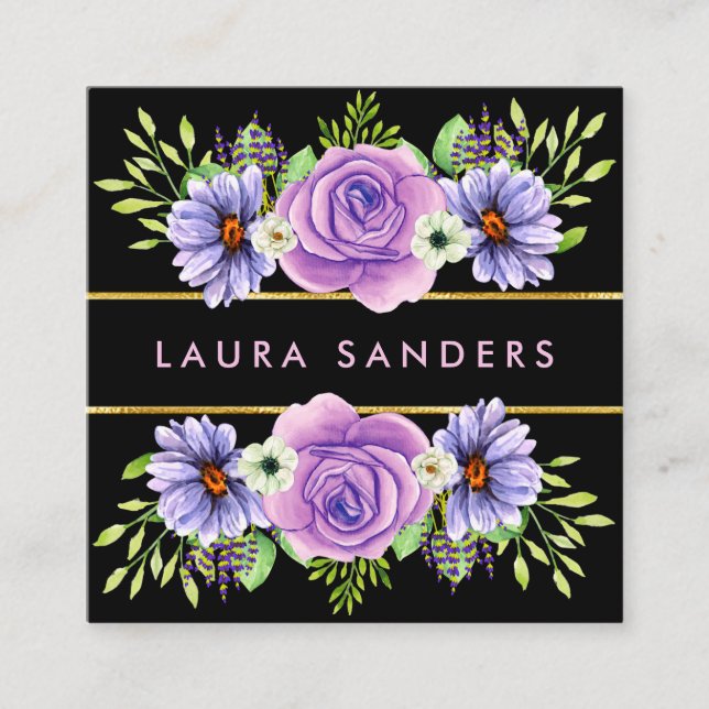 Cartão De Visita Quadrado Cabelo e maquiagem Lilac Rosa Rosa Rosa Rosa Leve  (Frente)