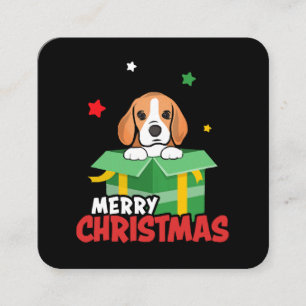 Cartão De Visita Quadrado Cachorro Beagle Papai Noel Amantes do Natal Feliz