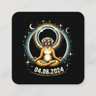 Cartão De Visita Quadrado Cachorro do Eclipse Solar de 2024