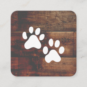 Cartão De Visita Quadrado Cachorro Formador patas Madeira