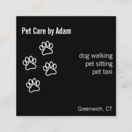 Cartão De Visita Quadrado Cachorro moderno Walker Pet Sitter Pawsome Dark Gr