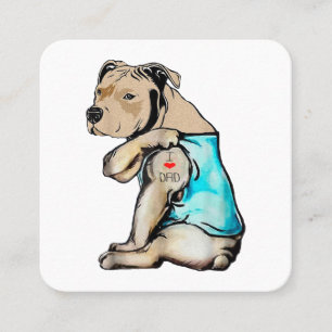 Cartão De Visita Quadrado Cachorro Pitbull Eu Adoro Pai Tatuando Família Eng