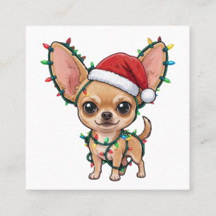 Cartão De Visita Quadrado Cachorro-quente Chihuahua Usando uma Suéter de Nat