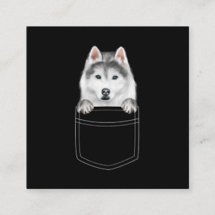 Cartão De Visita Quadrado Cachorro Siberiano Husky Em Bolso  Presente Engra